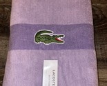 Lacoste ~ Purple Bath Towel 100% Cotton 30&quot; x 52&quot; Big Crocodile Logo - £22.85 GBP
