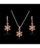 MELE 18K Rose Gold Filled Champagne Cubic Zirconia Pendant/Necklace Earr... - £12.77 GBP