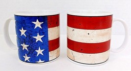 Sakura Warren Kimble Coffee Cup Colonial USA Flag Set Of 2 Stoneware - £12.69 GBP