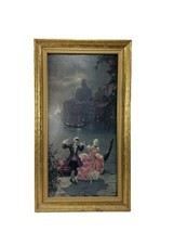Victorian Couple Dancing Masquerade Ball by Moonlight Venice Gondola Print  - £58.80 GBP