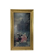 Victorian Couple Dancing Masquerade Ball by Moonlight Venice Gondola Print  - £58.44 GBP