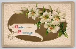 Easter Blessings Lily Flowers Embossed Gilded Postcard L22 - £3.90 GBP