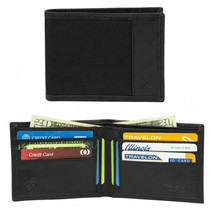 Mens Genuine Leather RFID Blocking Bifold ID Card Holder Wallet Travelon Black - £31.96 GBP