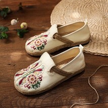 Retro Women Handmade Loafers Ladies Embroidered Spring Summer Comfortable Slip-o - £37.50 GBP