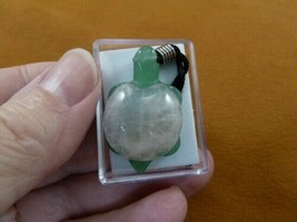 (anv-tur-2) Pink Quartz + green TURTLE tortoise GEM carving Pendant NECKLACE - £9.57 GBP