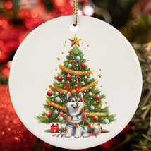 Cute Siberian Husky Dog Dog Reindeer Antler Christmas Ornament Gift Tree Decor - $15.79