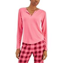Jenni Women’s Long Sleeve Pink Ribbed Split-Neck Pajama Top Size L - $12.00