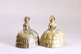 Two Victorian Dutch Brass Tea Dinner Bells Vintage Made In Korea Feet As Clapper - £17.50 GBP