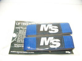 Muscle &amp; Strength Padded Weight Lifting Straps Blue New Muscl EAN Dstrength.Com - £5.03 GBP