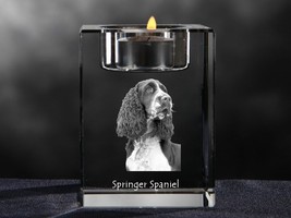 English Springer Spaniel, crystal candlestick with dog, souvenir, decoration - £46.27 GBP