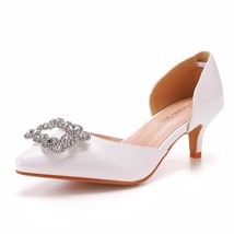 Pointed Toe Rhinestones Pumps Diamond Buckle Work Fashion Sandals Sexy White 5CM - £40.56 GBP