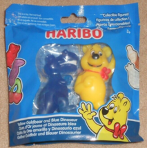 New, Haribo Collectible Mini Figures Blue Dinosaur & Yellow Goldbear Sealed Pkge - $14.22