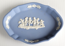 Wedgwood Jasperware Blue 4.5 Inches Decorative Oval Shaped Tray, Made In England - £11.98 GBP
