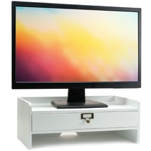 Wooden Monitor Stand: Includes Drawer For Desktop Organization Of Notebo... - $70.29