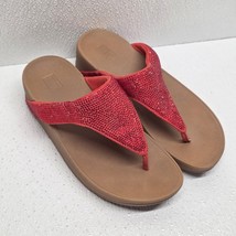 Fitflop Red Crystal Jewel Slip On Thong Flip Flops Sandals Shoes Womens 7 - $31.10