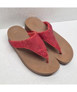 Fitflop Red Crystal Jewel Slip On Thong Flip Flops Sandals Shoes Womens 7 - $31.10