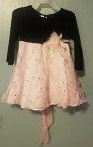 Bonnie Jean - Sequined Pink and Black Velvets Dress  Size 2T     B19 - $8.80