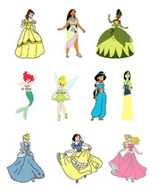10 Sets DISNEY PRINCESS Princesses SIMPLE PDF Cross Stitch Pattern Patterns - $25.95