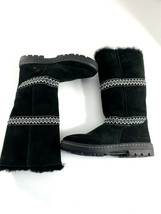 Ugg Womens Boots Size 5 Sundance Revival Black Suede Tall Sheepskin Line... - £94.62 GBP