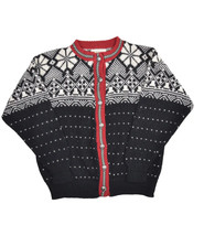 Vintage Alps Wool Cardigan Sweater Womens M Nordic Fair Isle Birdseye Me... - £36.06 GBP