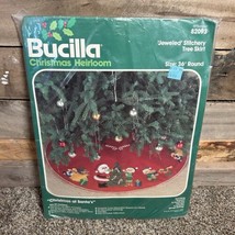 Vtg Bucilla Christmas at Santa&#39;s Tree Skirt Kit #82093 36&quot; Jeweled Stitchery NEW - £43.41 GBP