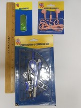 New Lot Back To School Wired Earbuds, Protractor &amp; Compass set, &amp; USB Dr... - $7.12