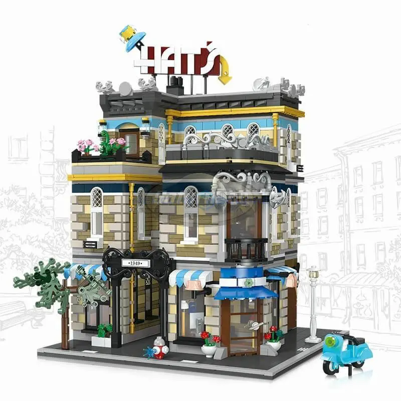 Hat Shop Modular Building Blocks MOC 89121 Store Street View Architecture Bricks - £155.38 GBP