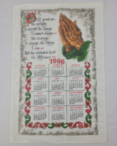 Serenity Linen Towel Tea Dish Praying Hands Religious Peace Calendar Vtg 1986 - £7.13 GBP