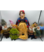 Vintage Snow White and the Seven Dwarfs Porcelain Doll Set 16&quot; Tall Rare... - £179.28 GBP