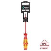 Wera VDE Insulated Screwdriver: Slotted 3.5mm x 100mm with Lasertip (On ... - $36.78