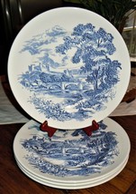 Set Of 4 Wedgwood Enoch England Blue And White Countryside 10” Dinner Pl... - £46.65 GBP