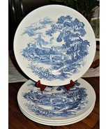 Set Of 4 Wedgwood Enoch England Blue And White Countryside 10” Dinner Pl... - $1,128.85 MXN
