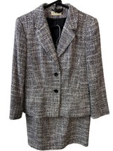 Christian Berg Stockholm Tweed Suit Womens Size 12 W Matching Skirt Black White - £33.99 GBP