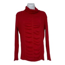 dressbarn Women&#39;s Red Long Sleeved Cowl Neck Sweater Size L - £29.24 GBP