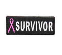 BREAST CANCER SURVIVOR with Pink Ribbon 4&quot; x 1.5&quot; iron on patch (4754) - £4.66 GBP