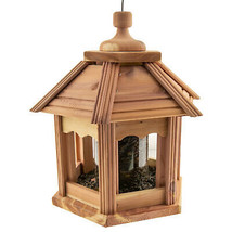 Wild Bird Feeder 3-lb. Hopper Capacity Cedar Wood Gazebo Hanging Seed Fe... - £42.49 GBP
