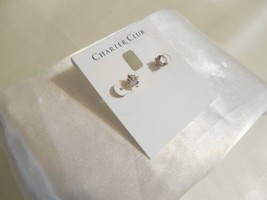 Charter Club 1/4&quot; Gold Tone Simulated Diamond Stud Earrings B721 - £7.15 GBP