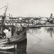 Vintage 1940s RPPC Algeciras Spain Seaport Fishing Boat Real Photo Postcard - $9.49