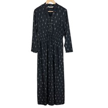Wayward Fancies eShakti Dress Womens Medium Black Maxi Graphic Smocked Lace Up - £39.26 GBP