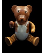 VINTAGE Hand Carved &amp; Painted Wooden TEDDY BEAR - £92.64 GBP