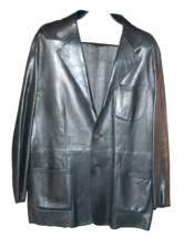Jhane Barnes Men&#39;s Dark Brown Button Leather Blazer Jacket Size US 42 - £96.87 GBP