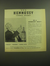 1945 Hennessy Cognac Ad - Be a Hennessy Host! - $18.49