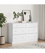 Large Wide Solid Pine Wood White Chest Of 7 Drawers Bedroom Storage Cabi... - £246.22 GBP