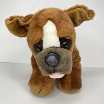 Boxer Dog Plush Build A Bear Brown BAB Stuffed Animal Sound Poseable Ear... - £13.33 GBP