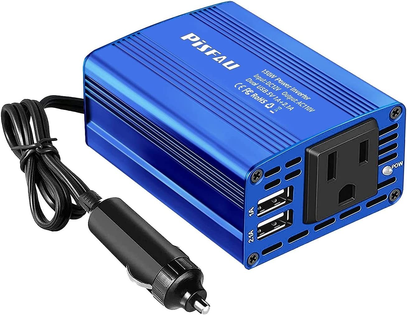 150W Power Inverter Dc 12V To 110V Ac Car Outlet Adapter With 2 Usb Port... - $30.99
