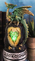 Ebros Green Dragon with LED Light On Crystal Mountain 7.5 Inches Tall Collect... - £20.55 GBP