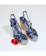 Circa Joan &amp; David Blue Fabric Espadrille Plateform Wedges US 10M - $18.80