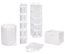 Simply Essential ~ Five (5) Piece ~ Fabric ~ Closet Organizer Set ~ WHITE - $35.00