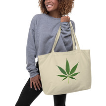 Marijuana Cannabis Green Leaf Weed Large organic tote bag - £21.51 GBP