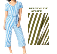 Any Body Textured Knit Tie Front Jumpsuit- Burtn Olive / Stripe, Petite Small - £19.92 GBP